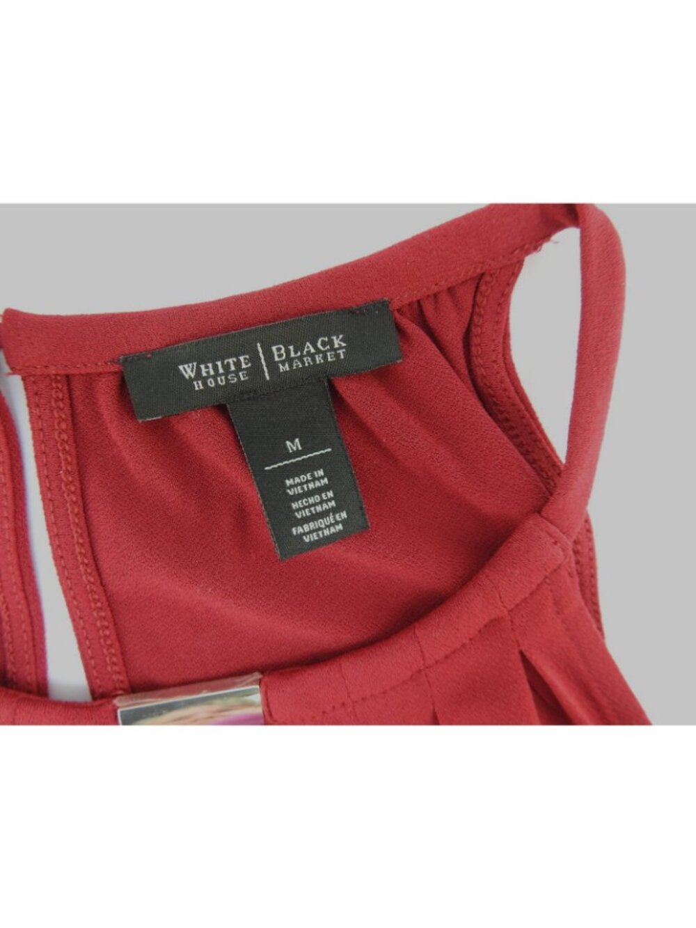 White House Black Market Red Sleeveless Blouson Keyhole Top Medium Stretch - Picture 6 of 13